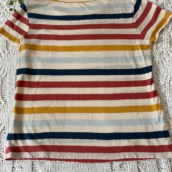 Madewell LoFi Shrunken Striped Whisper Tee T Shirt Navy Mustard Gold size XS - Picture 5 of 9